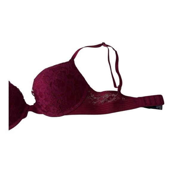 Victorias Secret Very Sexy Push-Up Bra Size 32C Red Burgundy Underwire Lingerie - Picture 8 of 12